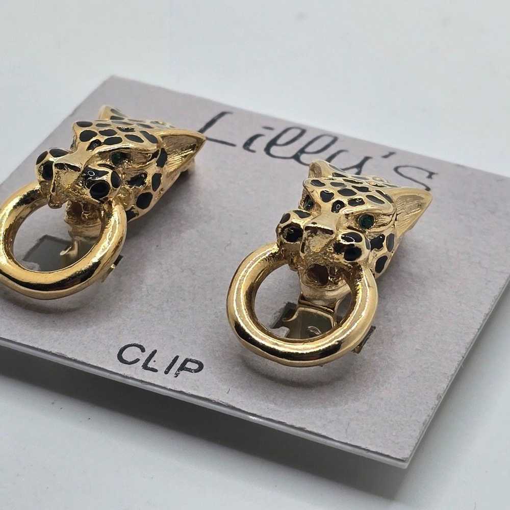 "Vintage 1980s Lilly’s Jewels Gold-Tone Leopard D… - image 2