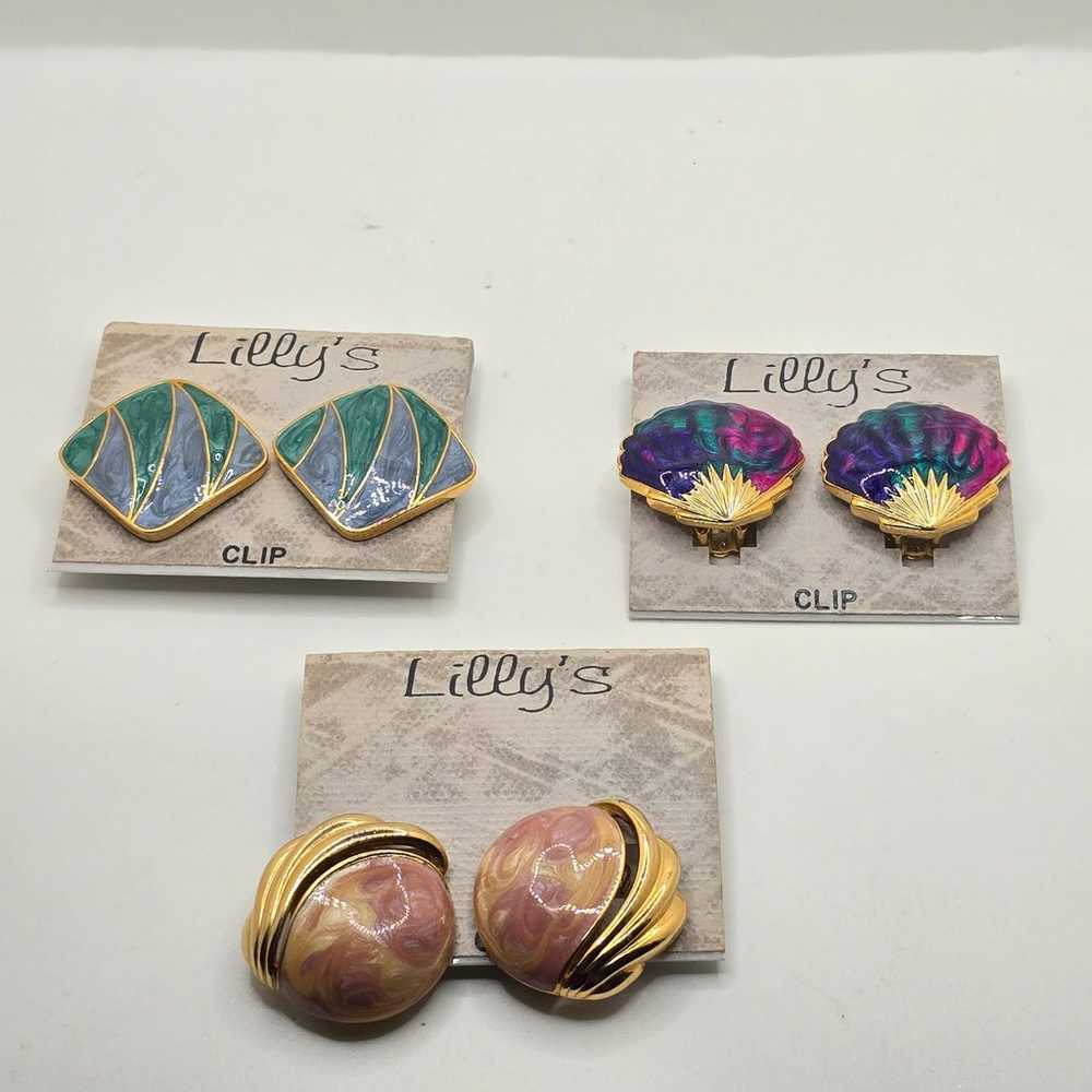 Lot of 4 Pairs Vintage 1980s Lilly’s Clip-On Earr… - image 12