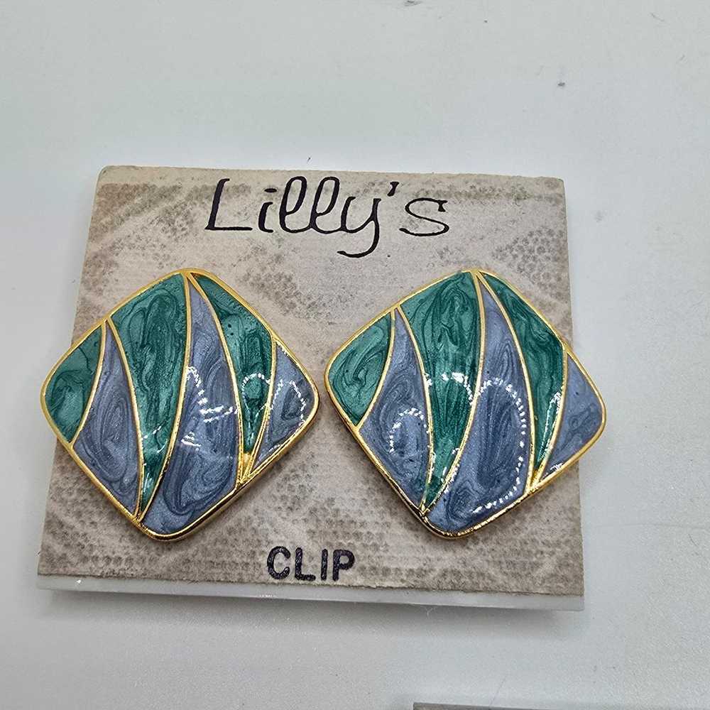 Lot of 4 Pairs Vintage 1980s Lilly’s Clip-On Earr… - image 3