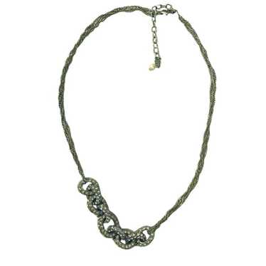 Monet Necklace Vintage Chainlink Adjustable Pave … - image 1