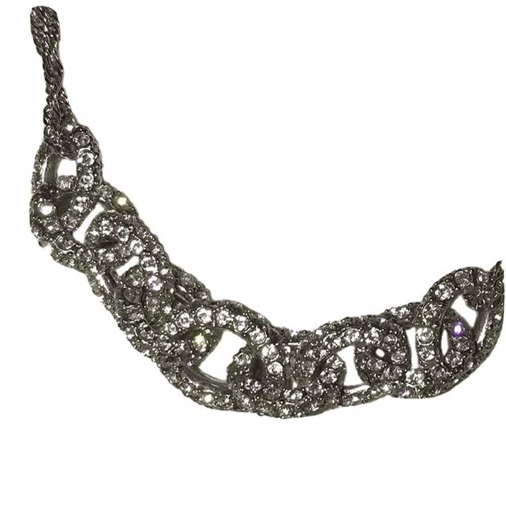 Monet Necklace Vintage Chainlink Adjustable Pave … - image 2