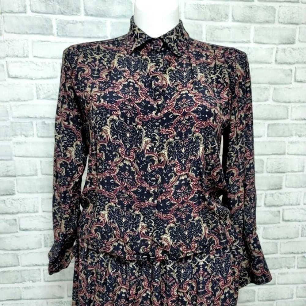 Vintage 70s 80s Jones New York L Floral Pleated S… - image 2