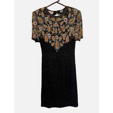 Vintage Laurence Kazar New York Black & Gold Silk… - image 1