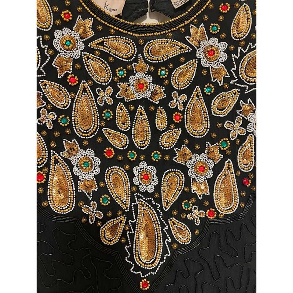 Vintage Laurence Kazar New York Black & Gold Silk… - image 5