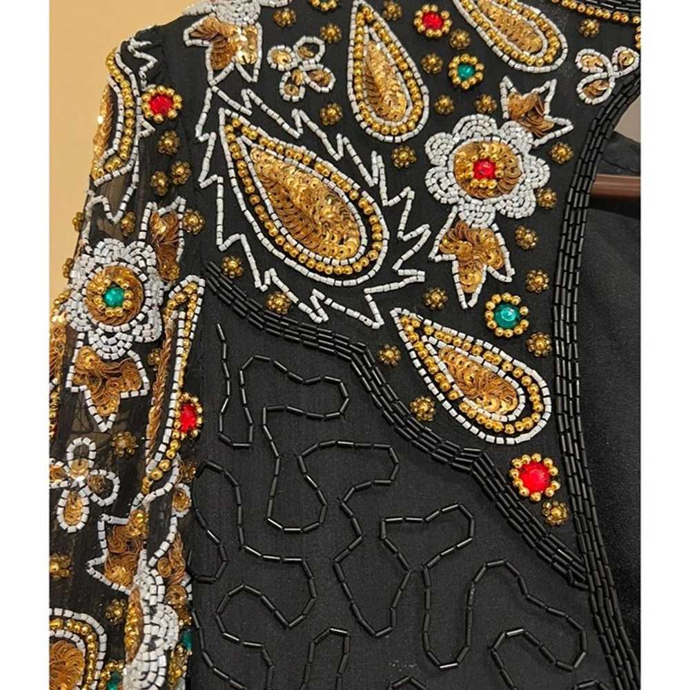 Vintage Laurence Kazar New York Black & Gold Silk… - image 7