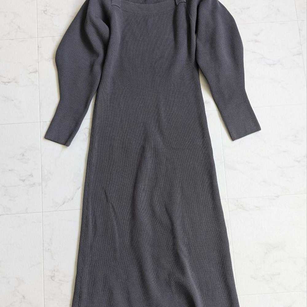 Mila Owen Sleeve Volume Rib Knit Long One-Piece - image 3