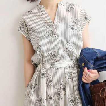 IENA Stripe Flower Skipper Shirt Dress - image 1