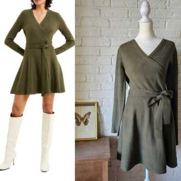 French Connection Wrap Sweater Dress, M, Olive Gr… - image 1