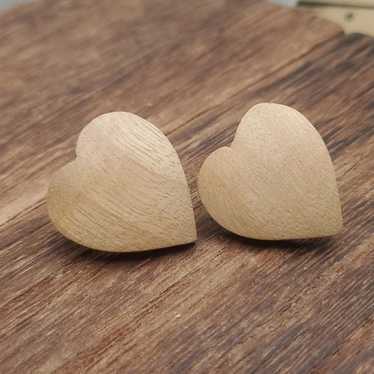 Folsy whimsical wooden heart earrings E756 - image 1