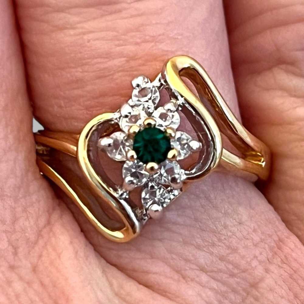 Vintage Ring Size 8 Green Austrian Crystal Accent… - image 12