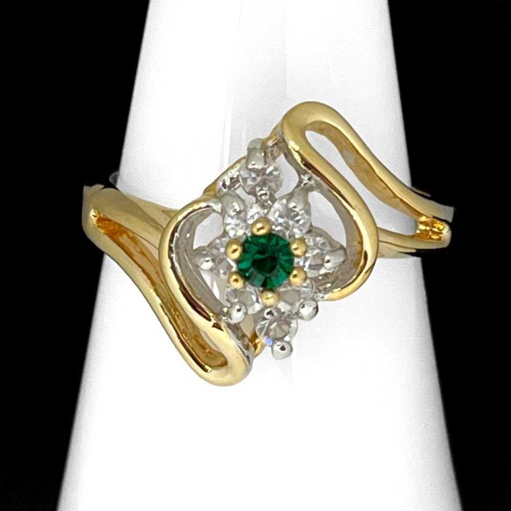 Vintage Ring Size 8 Green Austrian Crystal Accent… - image 6