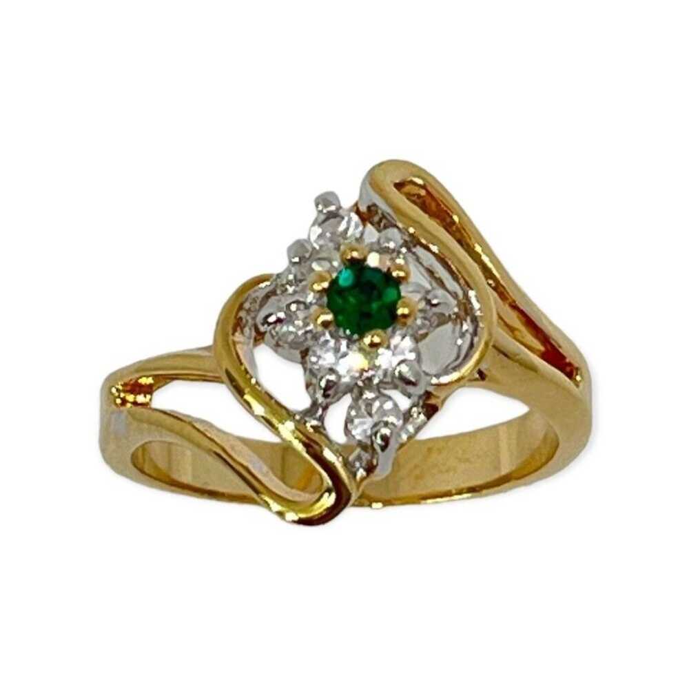 Vintage Ring Size 8 Green Austrian Crystal Accent… - image 7