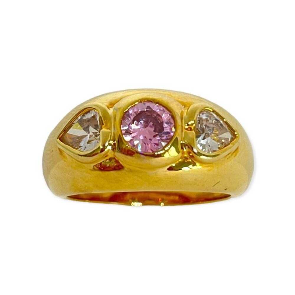 Vintage Ring Size 8 Pink & Heart Cubic Zirconia 1… - image 10