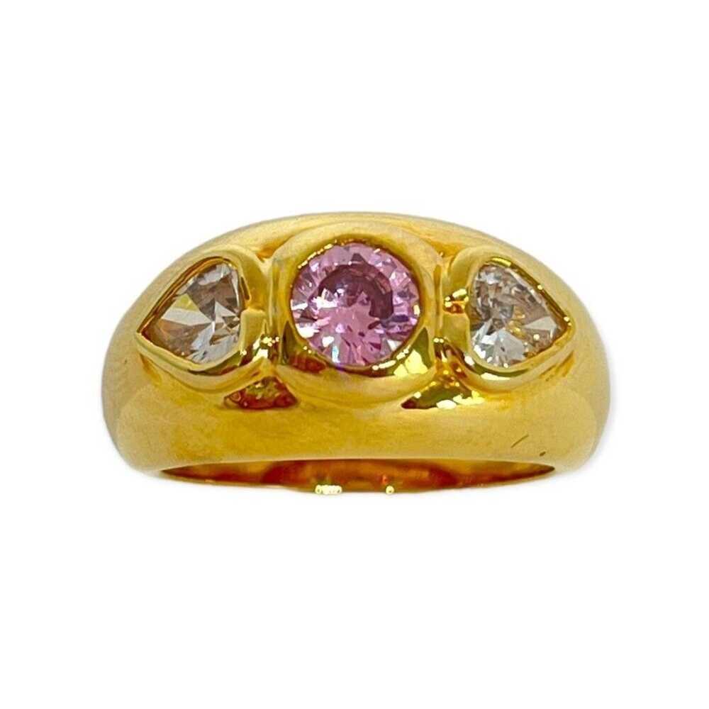 Vintage Ring Size 8 Pink & Heart Cubic Zirconia 1… - image 11