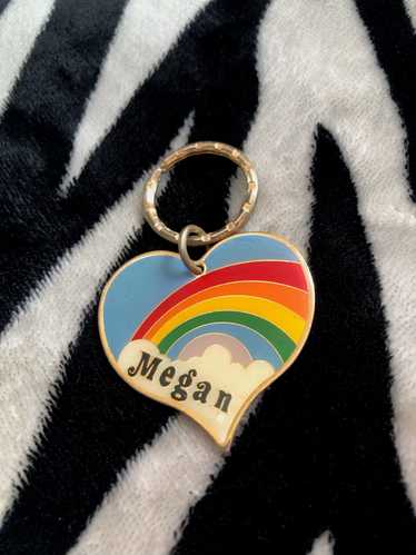 80s Rainbow Heart Name Keychain (Megan)