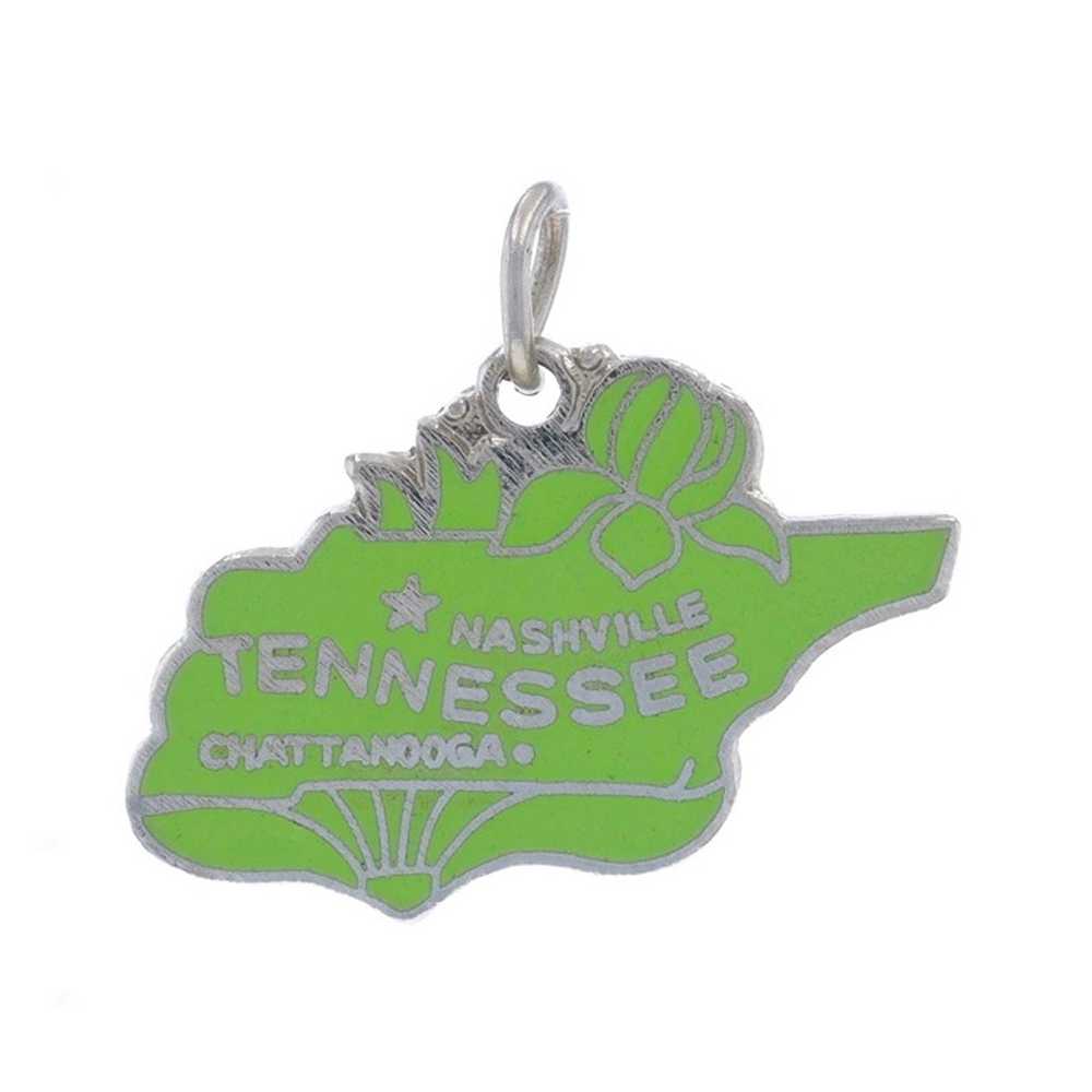 Sterling Silver Vintage Tennessee Charm Green Ena… - image 1