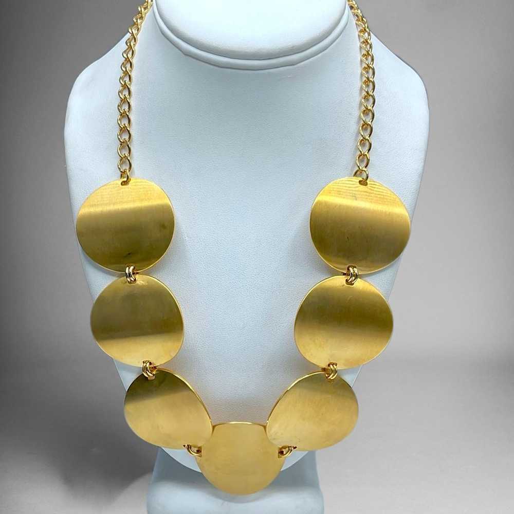 Kenneth Jay Lane Large Gold Disc Necklace - image 1