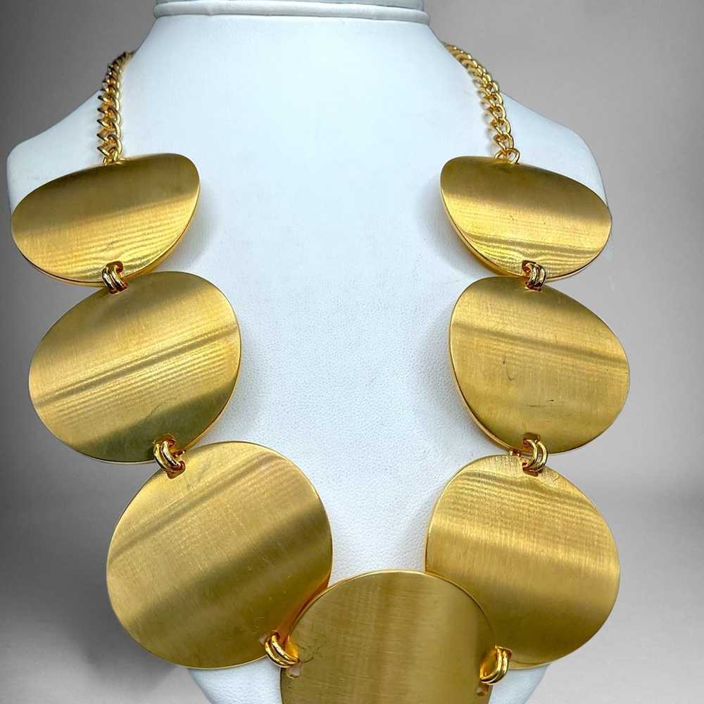 Kenneth Jay Lane Large Gold Disc Necklace - image 3