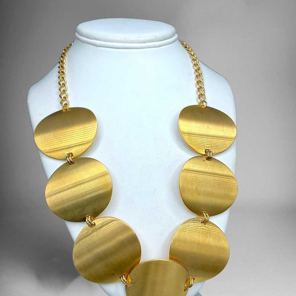 Kenneth Jay Lane Large Gold Disc Necklace - image 5