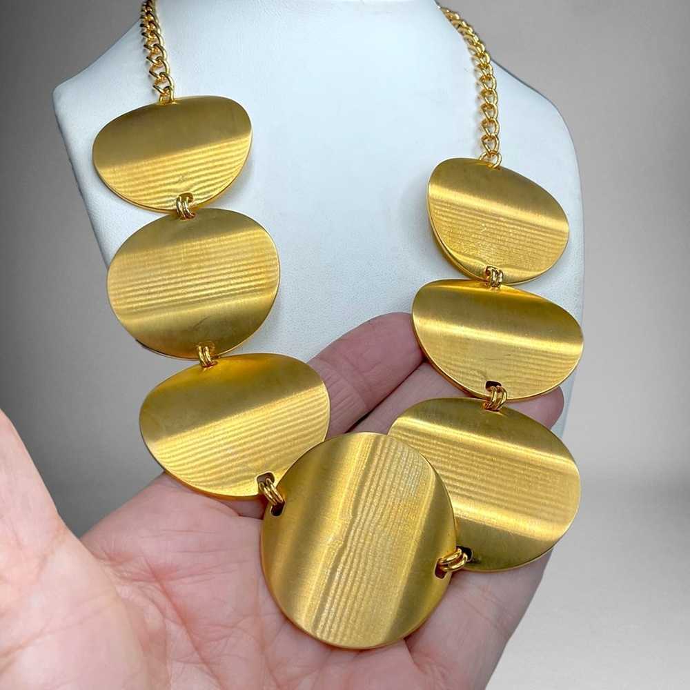 Kenneth Jay Lane Large Gold Disc Necklace - image 9