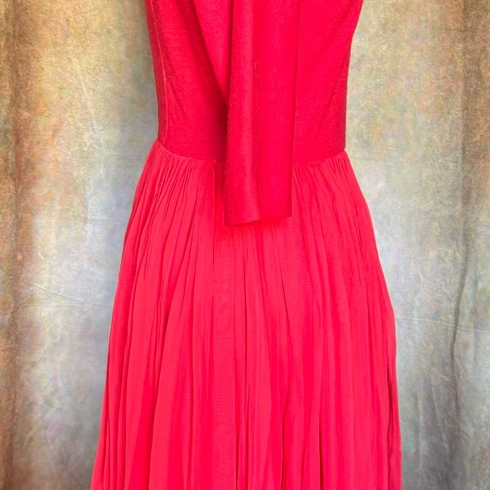 S Vintage 1950s Red Taffeta Felt Dress Beaded Bod… - image 5