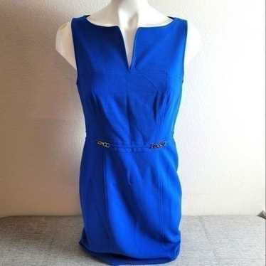 ANN TAYLOR Blue V-Neck Dress - image 1