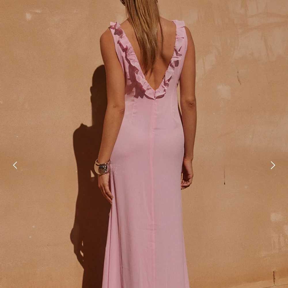 Runaway The Label Pink Maxi Dress Ruffles Slit Vn… - image 2