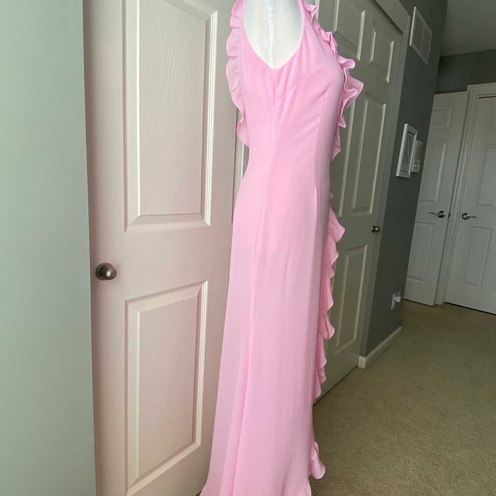 Runaway The Label Pink Maxi Dress Ruffles Slit Vn… - image 4