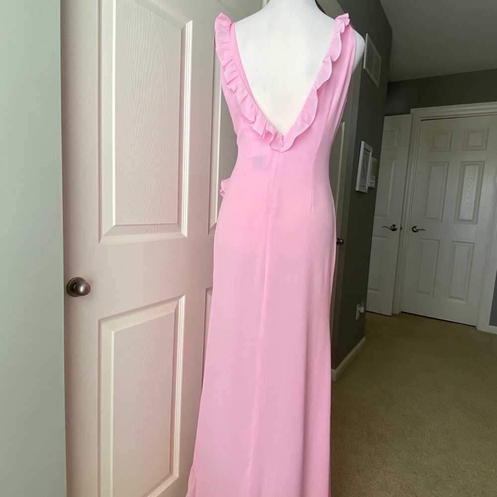 Runaway The Label Pink Maxi Dress Ruffles Slit Vn… - image 5