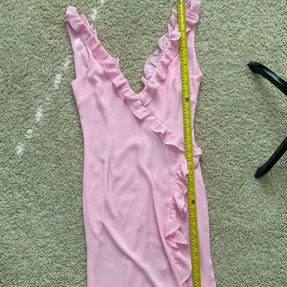 Runaway The Label Pink Maxi Dress Ruffles Slit Vn… - image 6