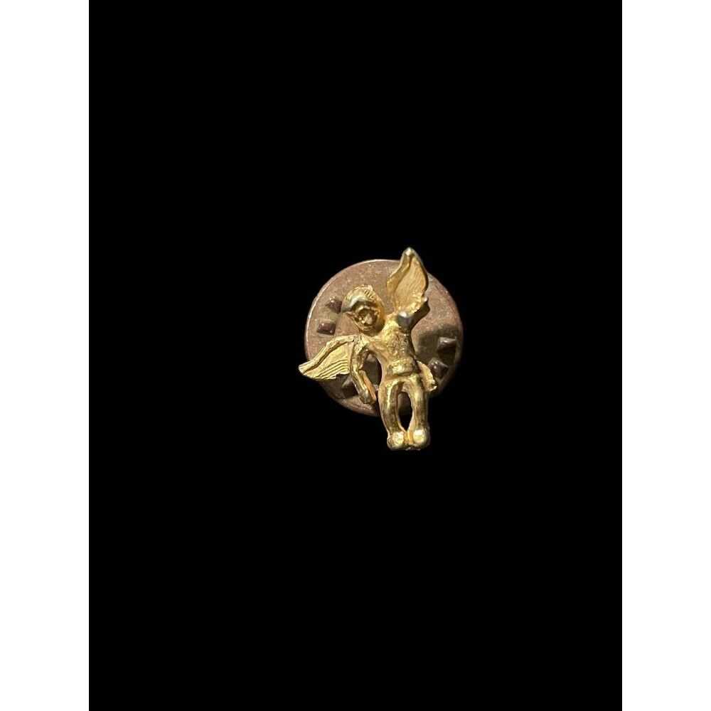 Gold × Guardian Angel × Pins Vintage Gold Tone Wi… - image 1