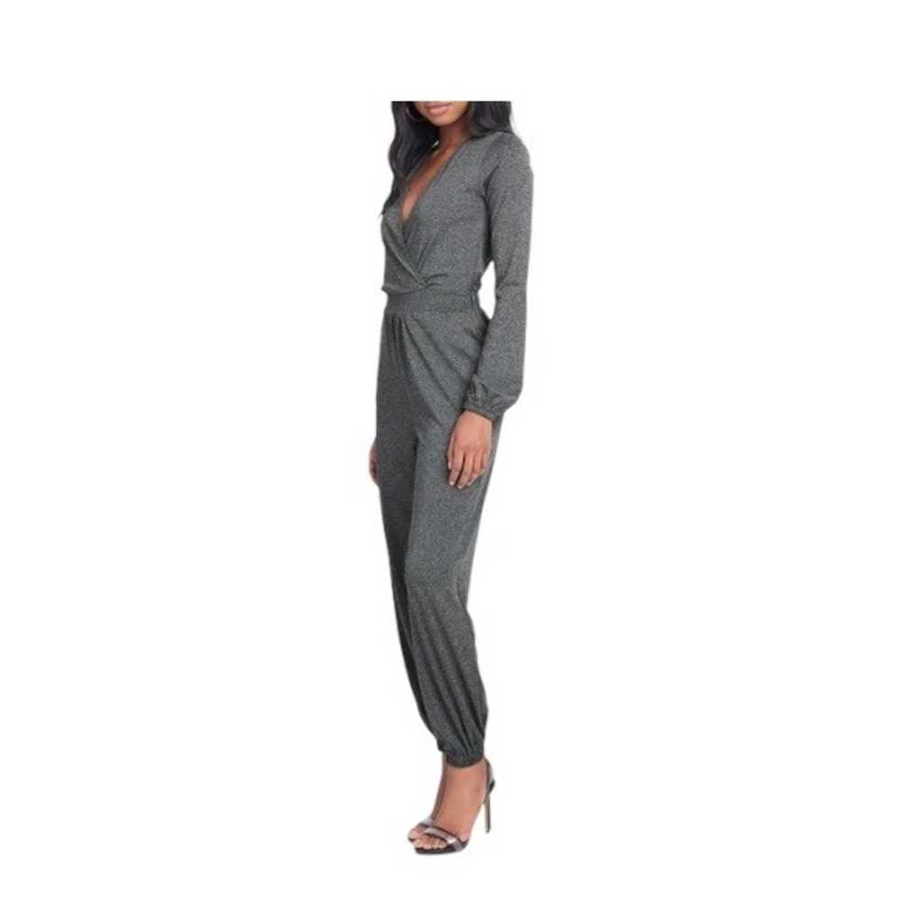 Bebe Jersey Surplice Jumpsuit Gray Size M Minimal… - image 10