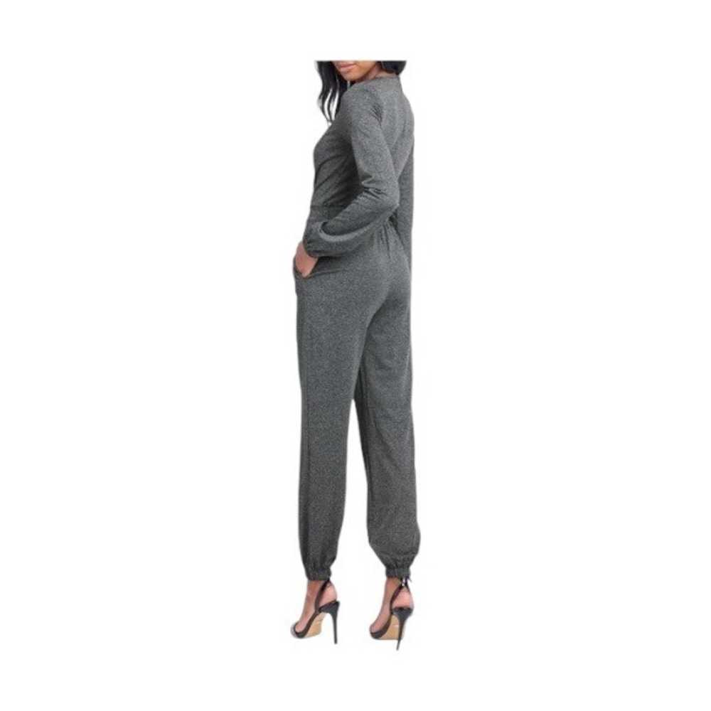 Bebe Jersey Surplice Jumpsuit Gray Size M Minimal… - image 12