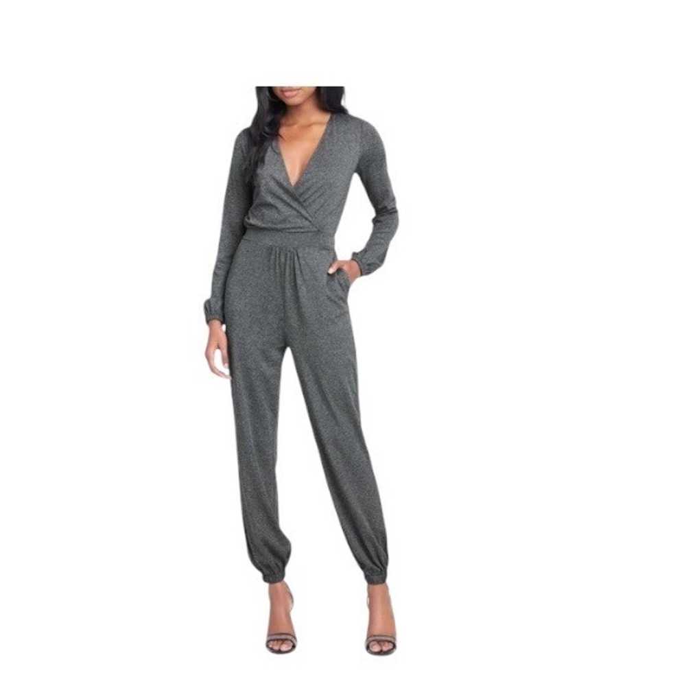 Bebe Jersey Surplice Jumpsuit Gray Size M Minimal… - image 1