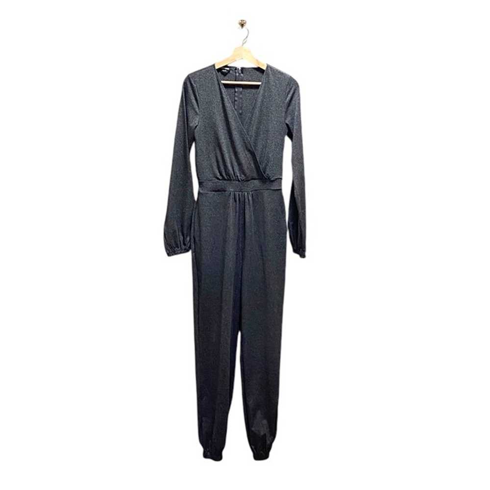 Bebe Jersey Surplice Jumpsuit Gray Size M Minimal… - image 2