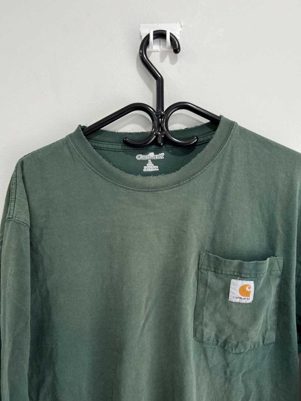 Vintage Carhartt Shirt Forest Green Longsleeve su… - image 2