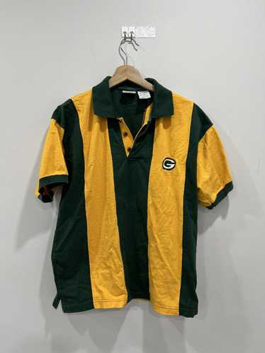 Vintage Green Bay Packers Striped Polo Shirt Rugby