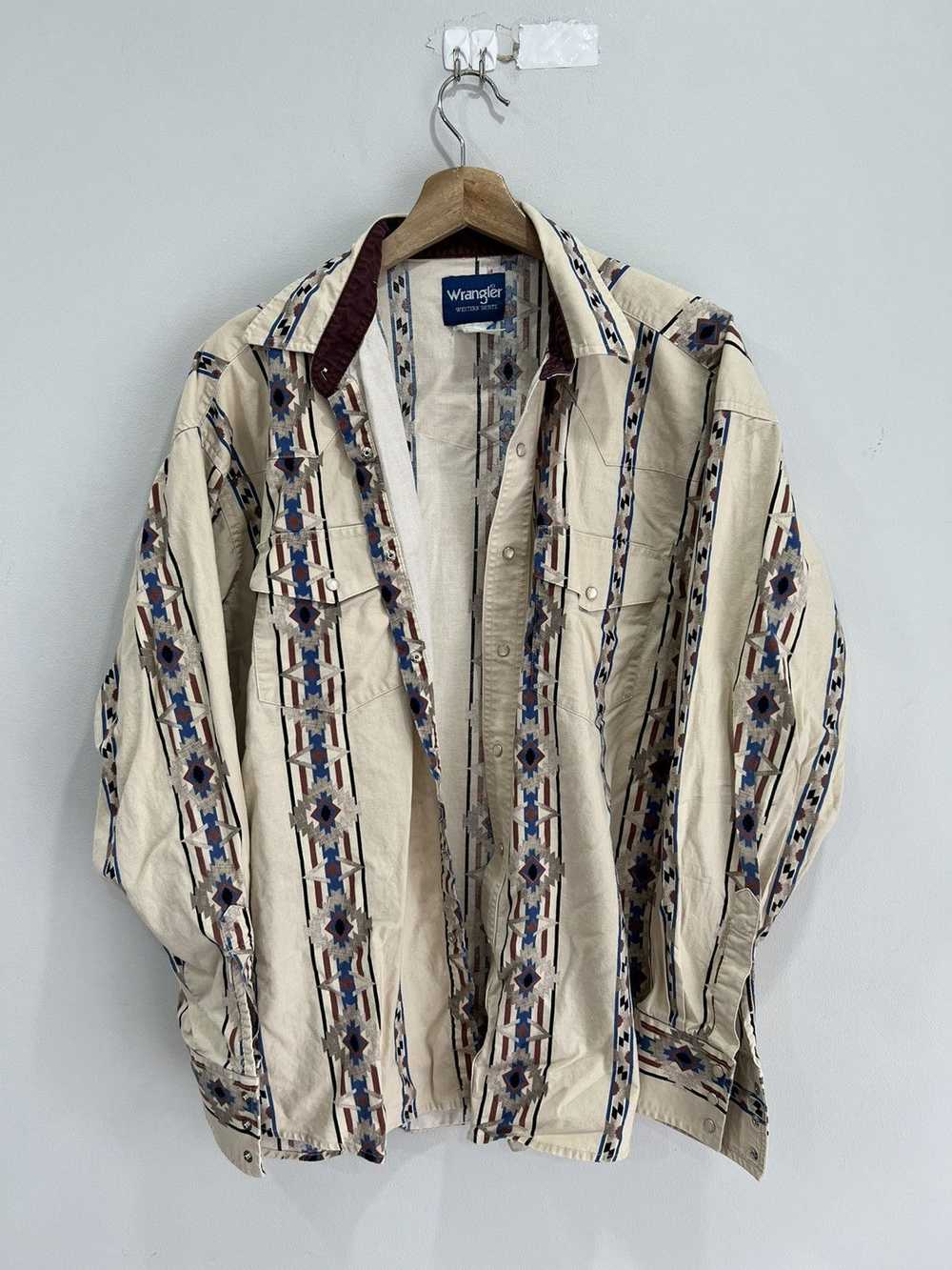 Vintage Wrangler Western Button Up Shirt Aztec - image 1