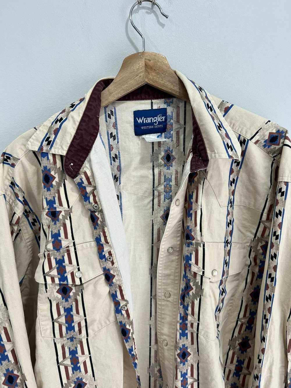 Vintage Wrangler Western Button Up Shirt Aztec - image 3