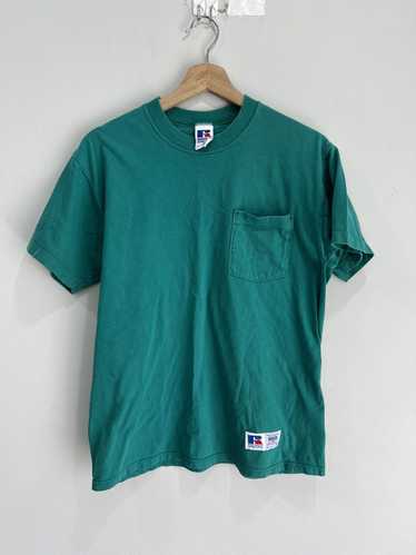 Vintage Russell Athletic Tee Shirt green pocket - image 1