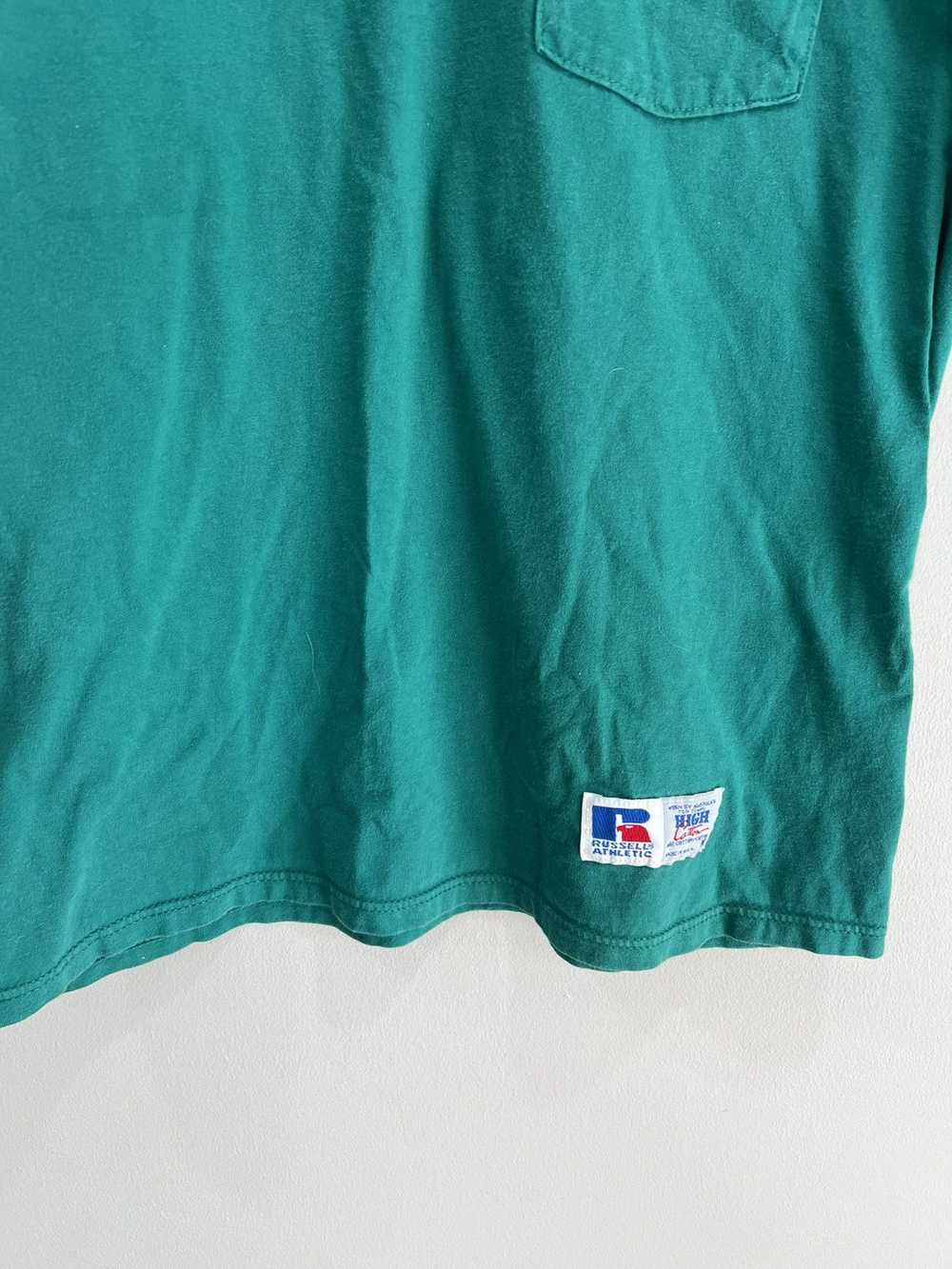 Vintage Russell Athletic Tee Shirt green pocket - image 5