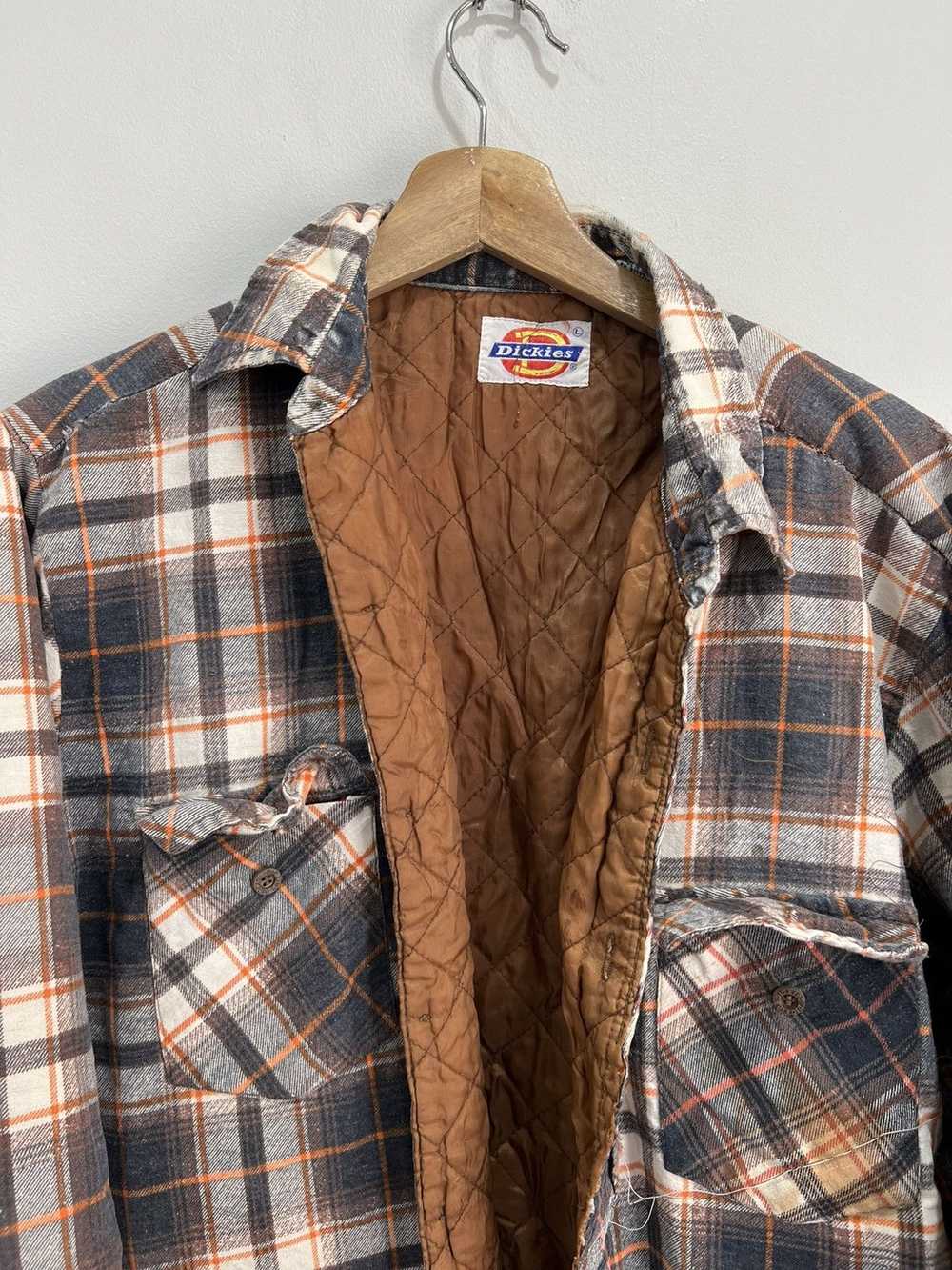 Vintage Dickies Thermal Flannel Button Shirt brown - image 6