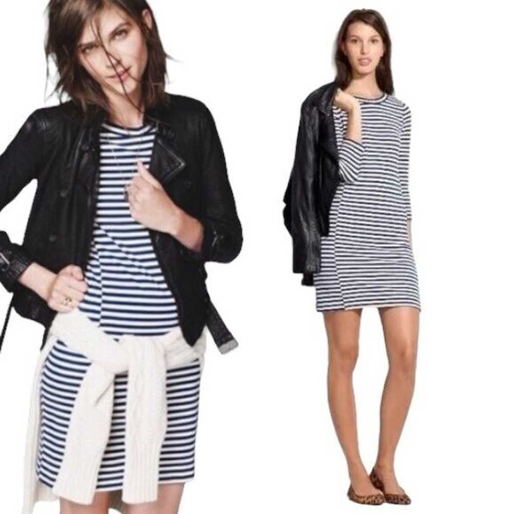 MADEWELL Shirt Dress A-Line Shift Striped 3/4 Sle… - image 1