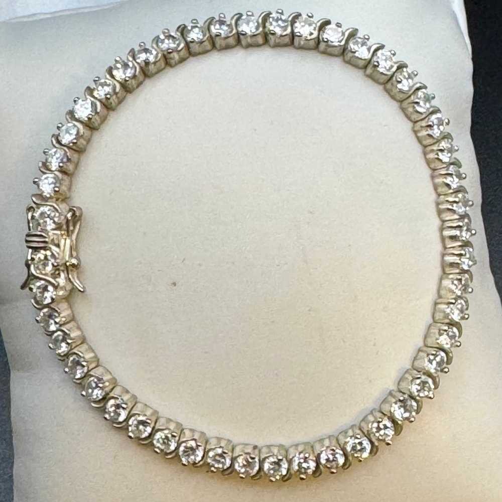 Vintage 925 Sterling Cubic Zirconia 7 Inch Tennis… - image 3