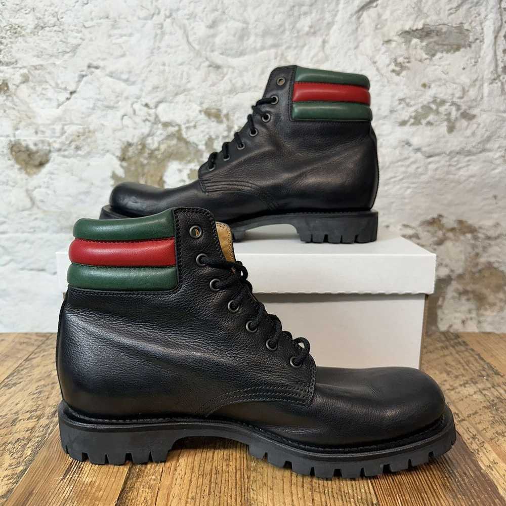 Gucci Gucci Black Green Red Leather Boot Size 8 - image 2