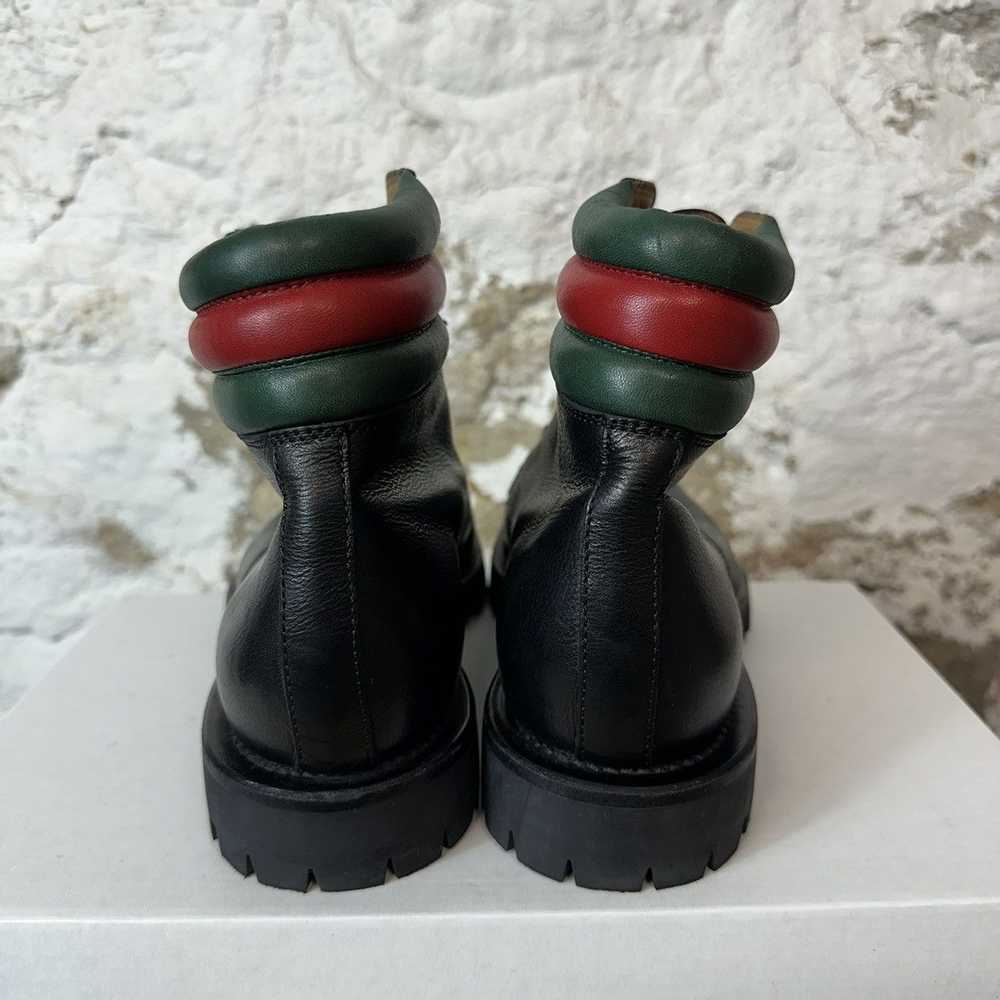 Gucci Gucci Black Green Red Leather Boot Size 8 - image 5