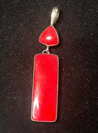 Designer Red Coral Pendant .925