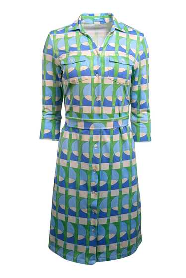 J. McLaughlin - Green, Blue, & Cream Geometric Pri