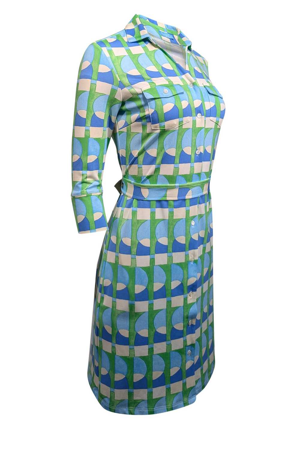 J. McLaughlin - Green, Blue, & Cream Geometric Pr… - image 2