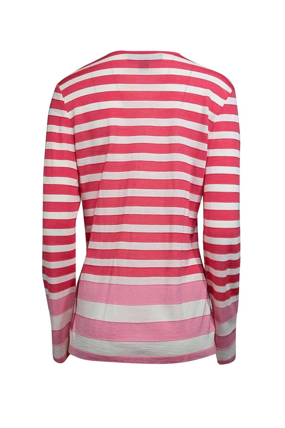 St. John - Pink & White Stripe Button Front Cardi… - image 3